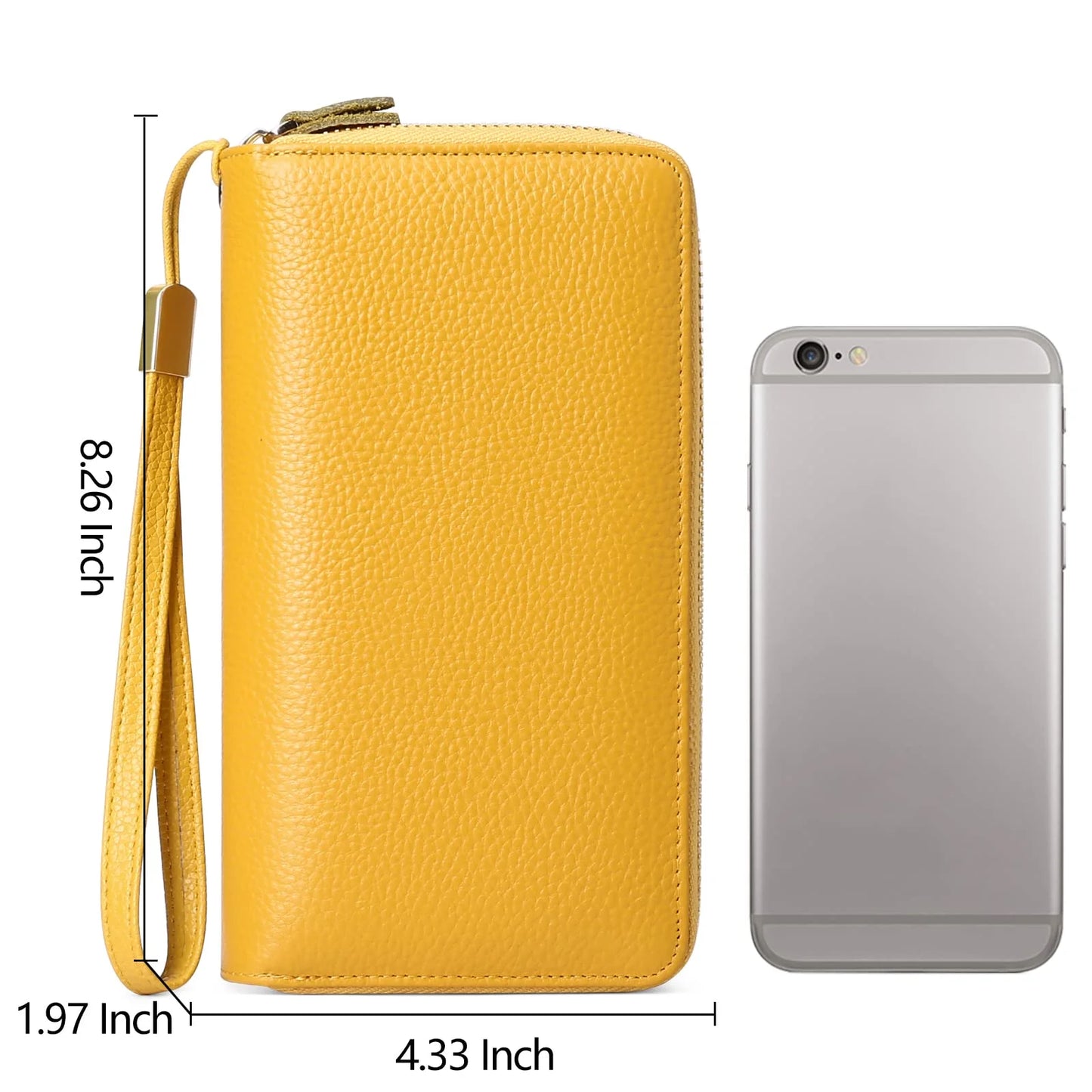 Women Wallet RFID Blocking Zip around Credit Card Holder Phone Clutch, Leather