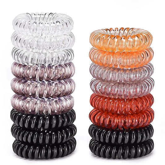 16Pcs Spiral Hair Ties, No Crease Coil Hair Ties, Phone Cord Hair Ties for Thick Hair - Women Ponytail Holder Elastics (Multicolor)