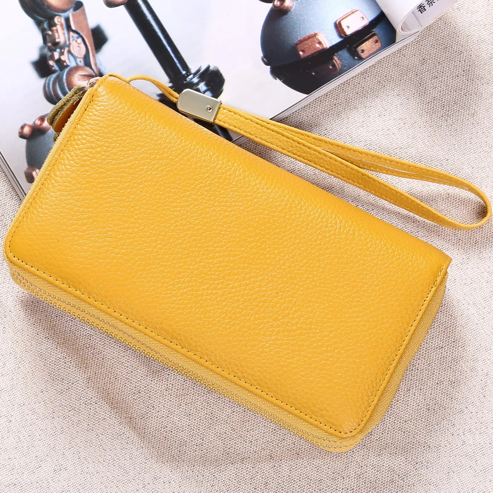 Women Wallet RFID Blocking Zip around Credit Card Holder Phone Clutch, Leather