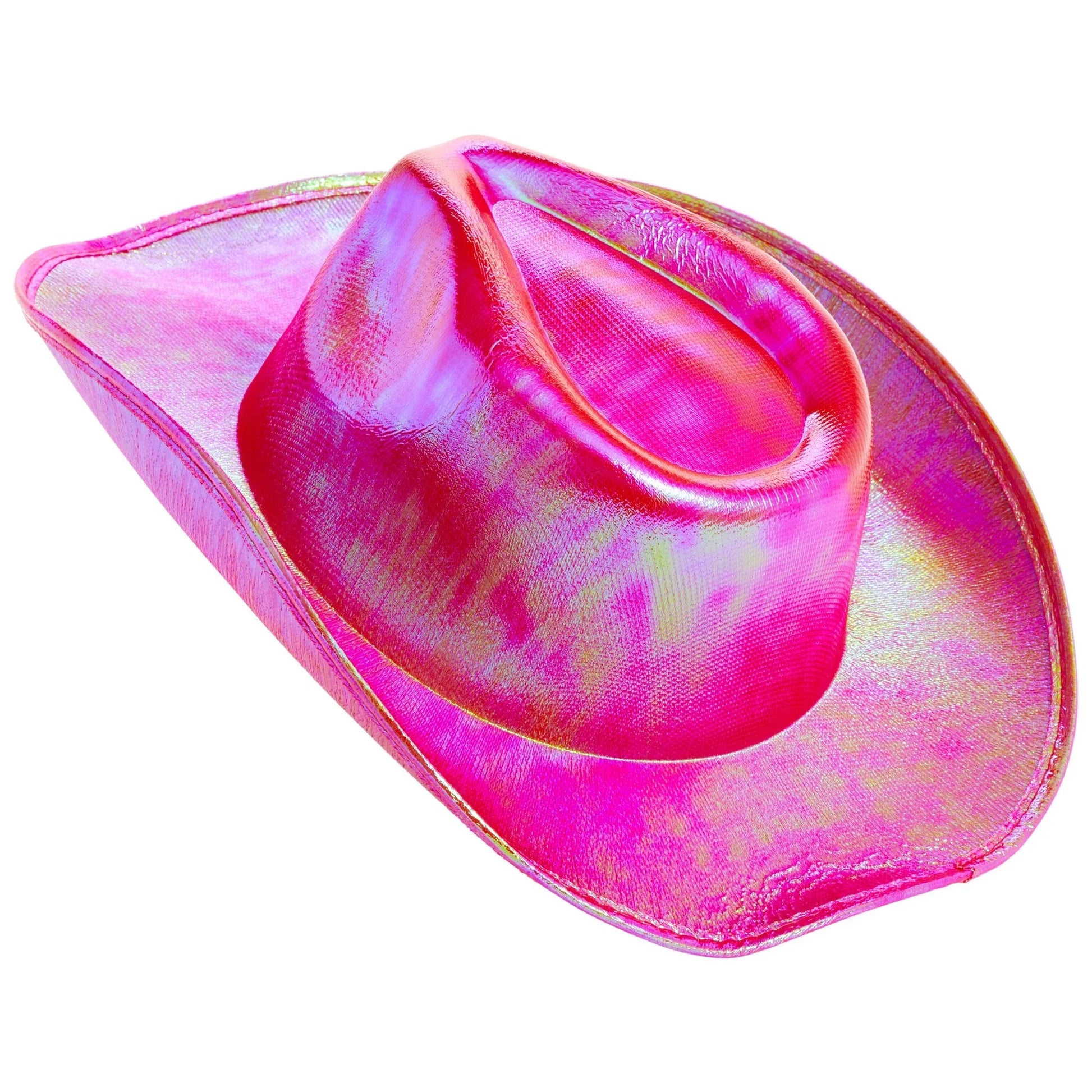 Pink Cowboy Hat - Sparkly Metallic Cowgirl Hat for Costume, Dress up Birthday, Bachelorette Party Accessories (Adult Size, Hot Pink)
