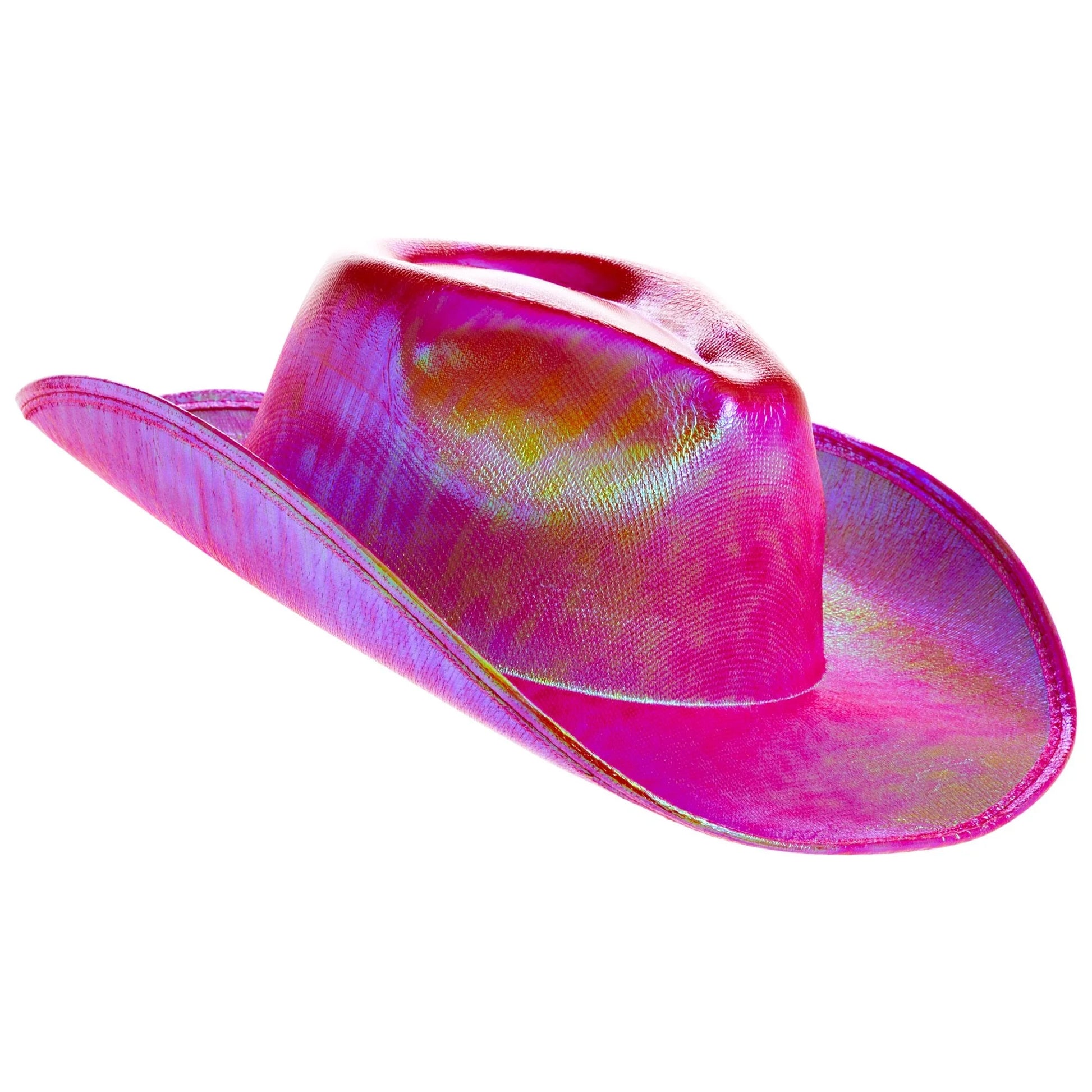 Pink Cowboy Hat - Sparkly Metallic Cowgirl Hat for Costume, Dress up Birthday, Bachelorette Party Accessories (Adult Size, Hot Pink)