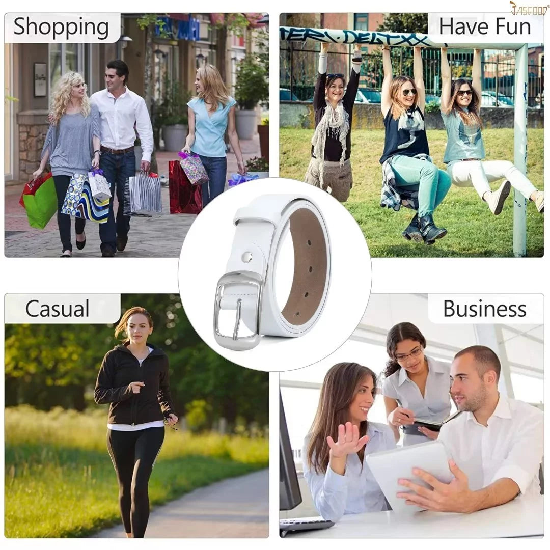 plus Size Belts for Women White Leather Belt for Jeans Pants