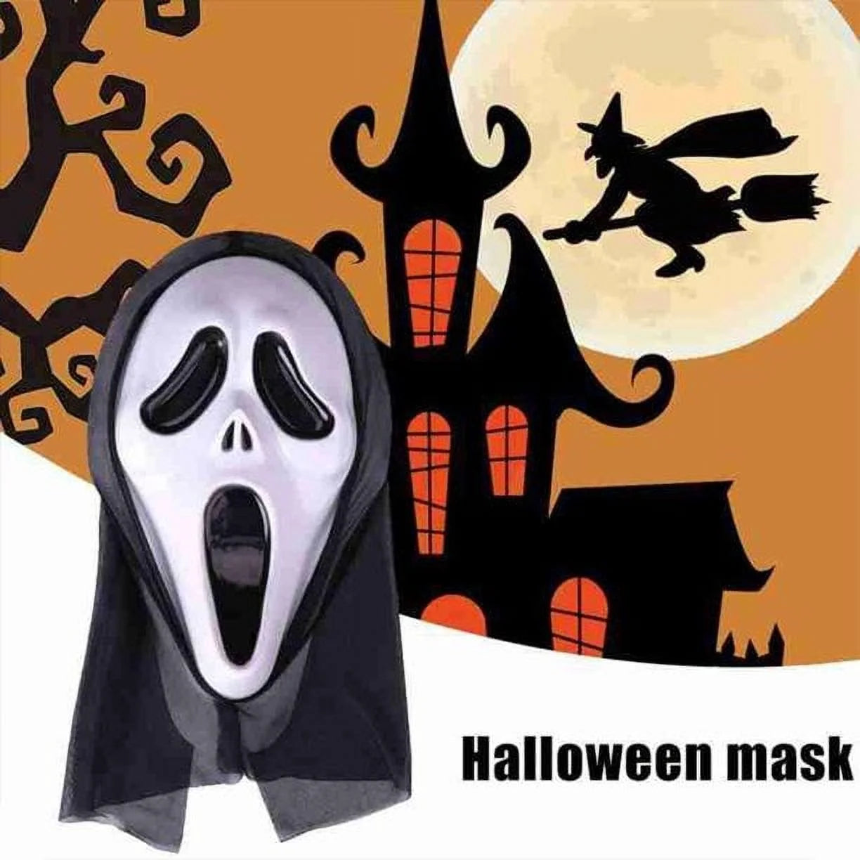 1Pc Scary Ghost Head Mask - Full Face Halloween Costume Gear