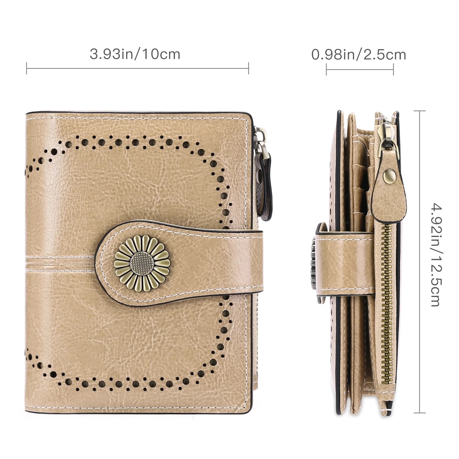 Small Women Wallet Genuine Leather Bifold Purse RFID Blocking Card Holder