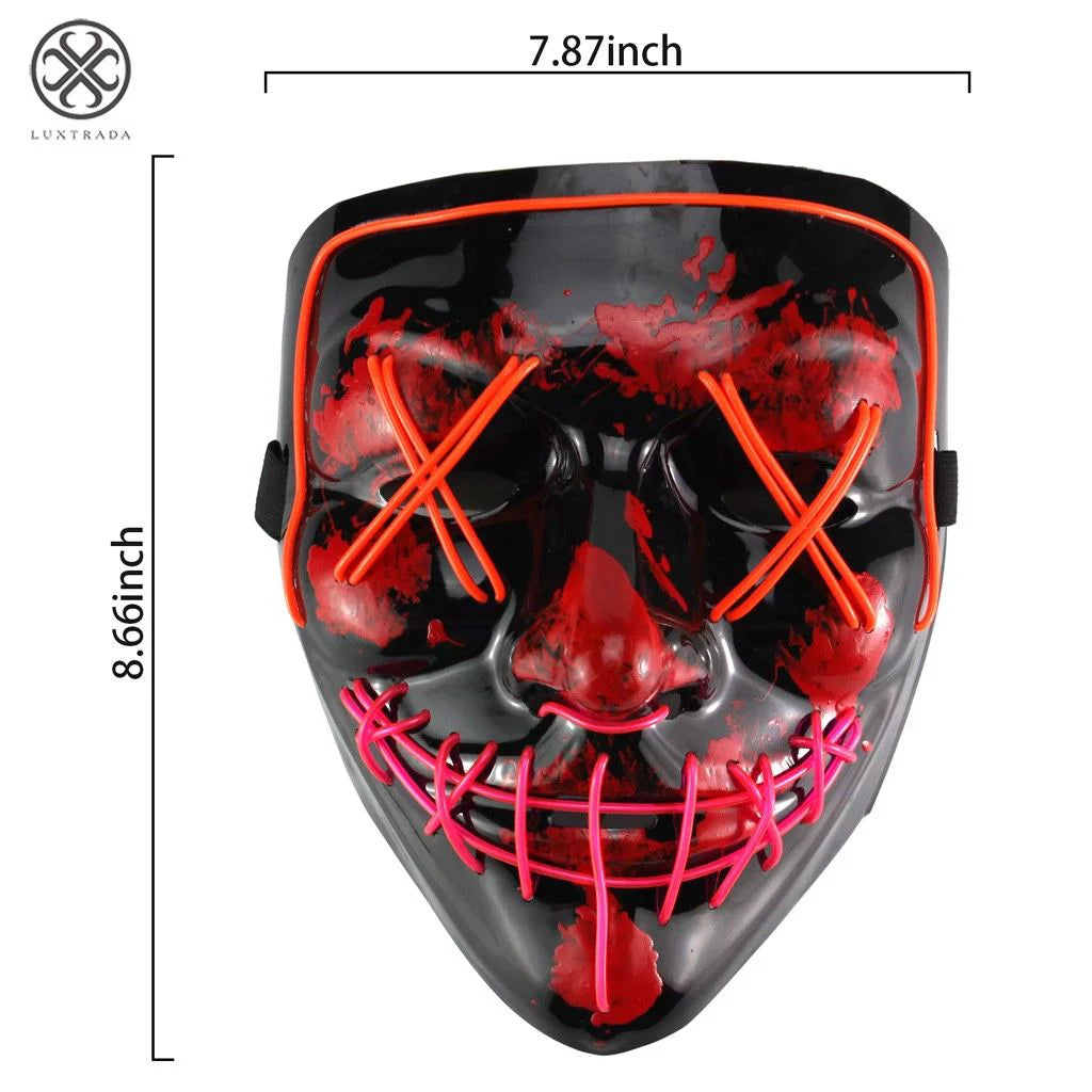 Clubbing Light up "Stitches" LED Mask Costume Halloween Rave Cosplay Party Xmas + AA Battery (Purple&Ice Blue)
