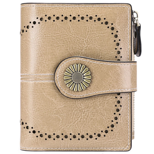 Small Women Wallet Genuine Leather Bifold Purse RFID Blocking Card Holder