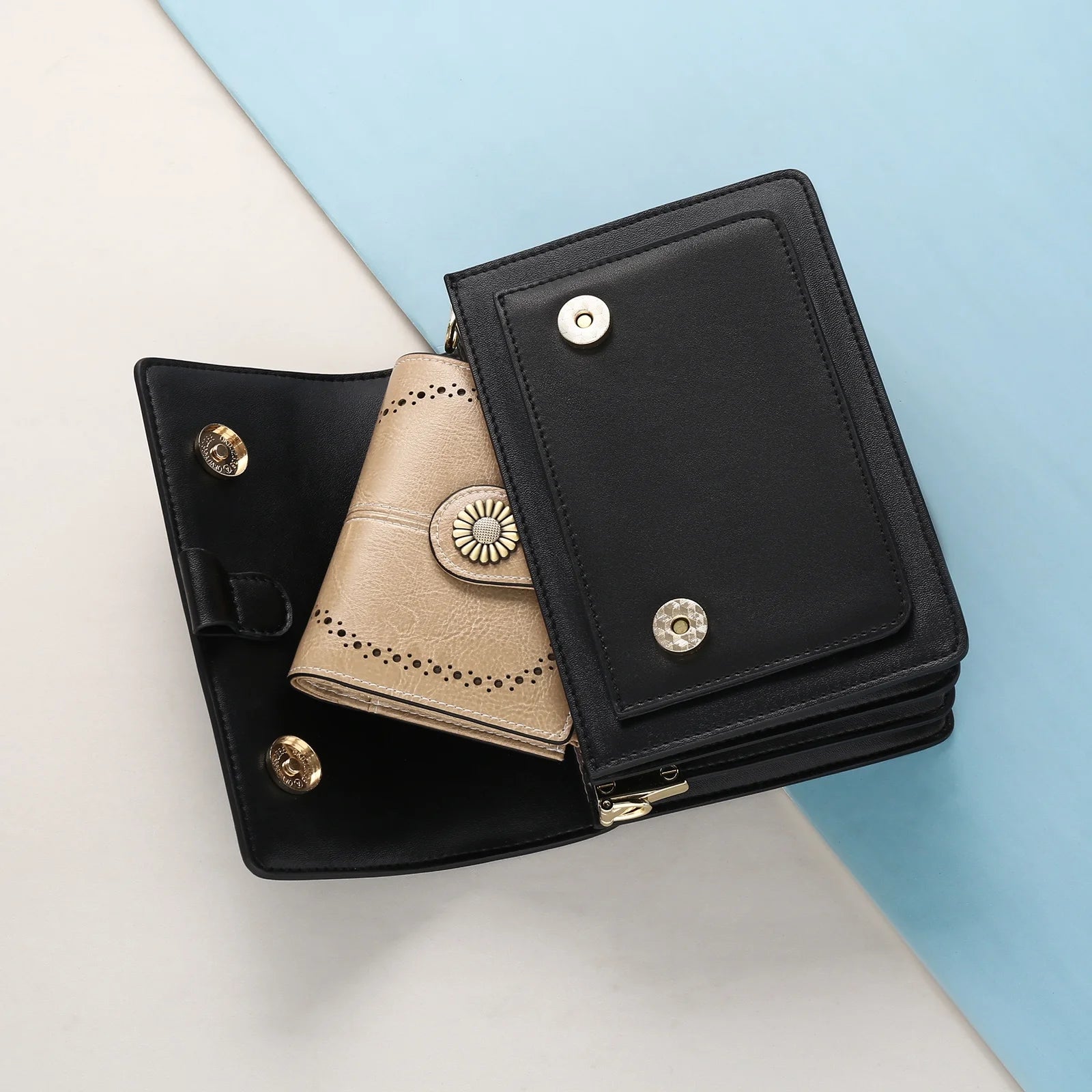 Small Women Wallet Genuine Leather Bifold Purse RFID Blocking Card Holder