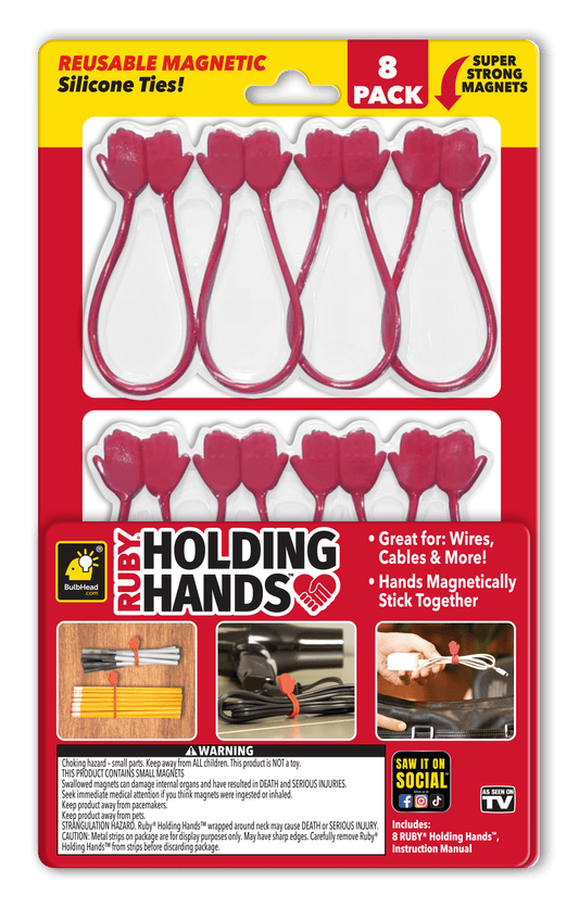 Holding Hands Ultra-Powerful Magnetic Silicone Zip Ties, Industrial-Strength Cable Ties