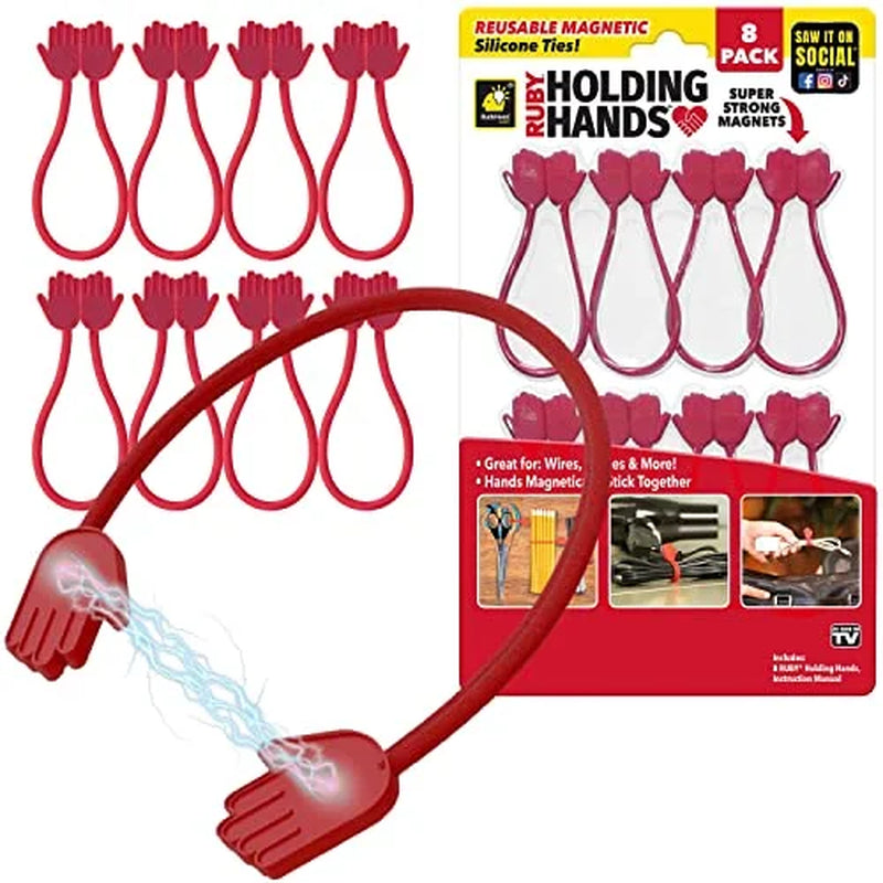 Holding Hands Ultra-Powerful Magnetic Silicone Zip Ties, Industrial-Strength Cable Ties