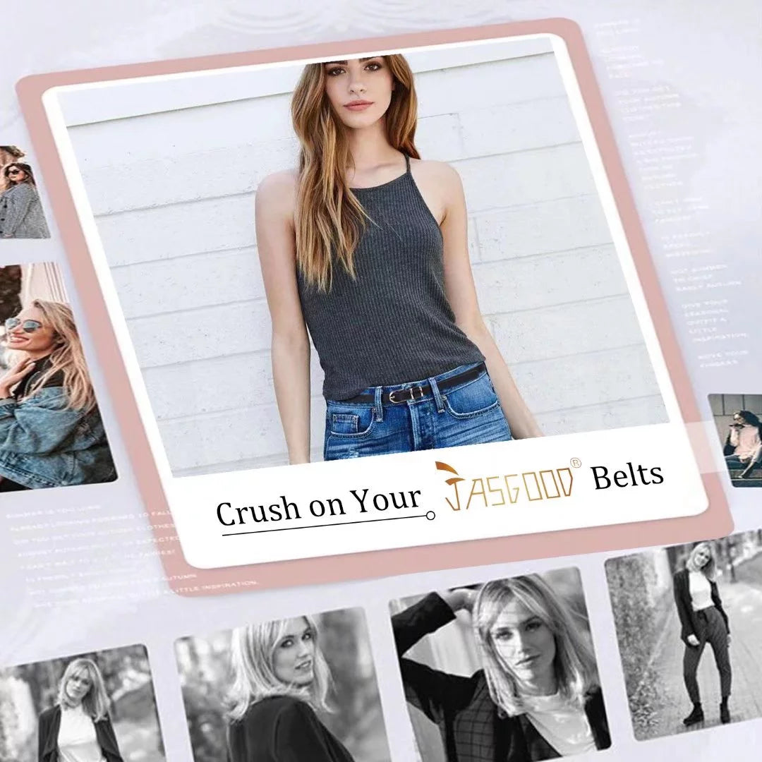 2 Pack plus Size Belts Woman Skinny Leather Belt for Jeans Pants Dresses