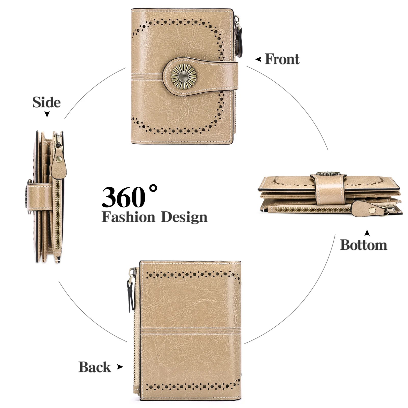 Small Women Wallet Genuine Leather Bifold Purse RFID Blocking Card Holder