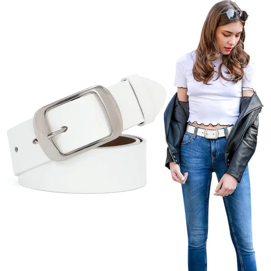 plus Size Belts for Women White Leather Belt for Jeans Pants