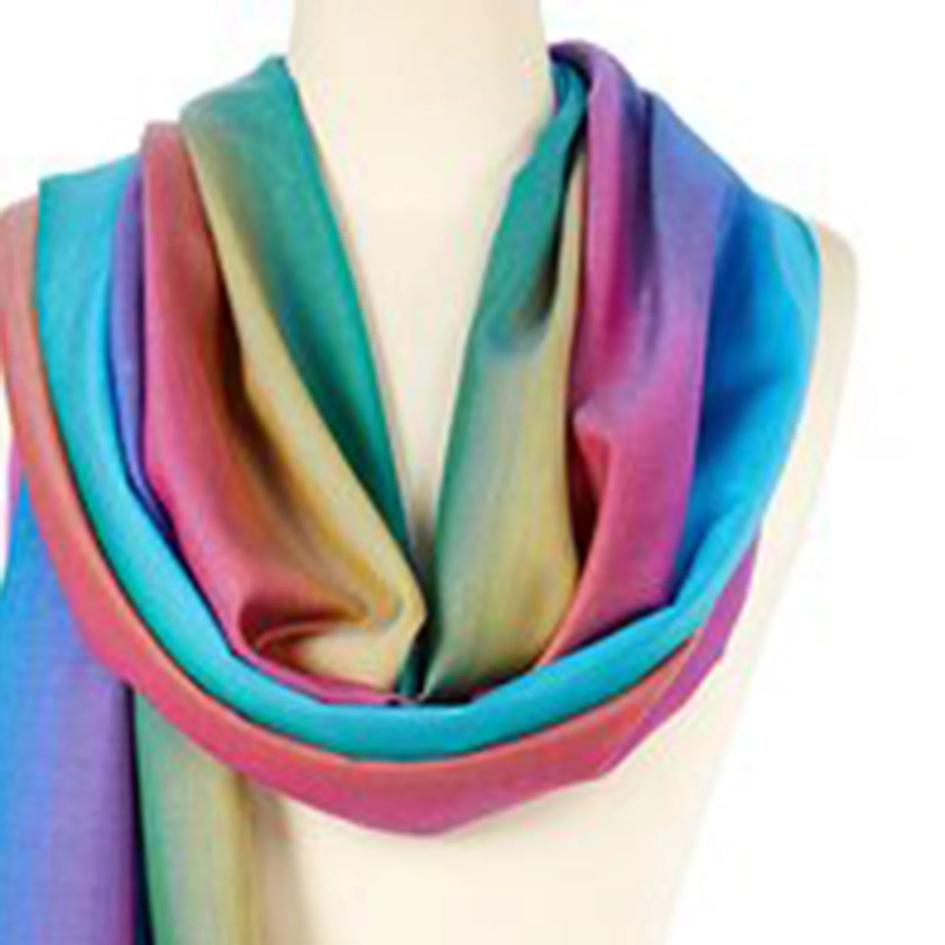 Dark Rainbow Solid Scarfs for Women Fashion Warm Neck Womens Winter Scarves Pashmina Silk Scarf Wrap with Fringes for Ladies by