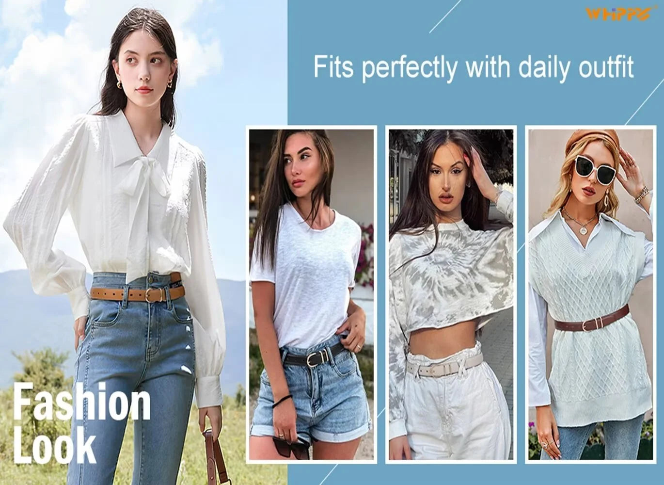 Women Leather Belts Ladies Dresses Belt for Jeans 3 Pack