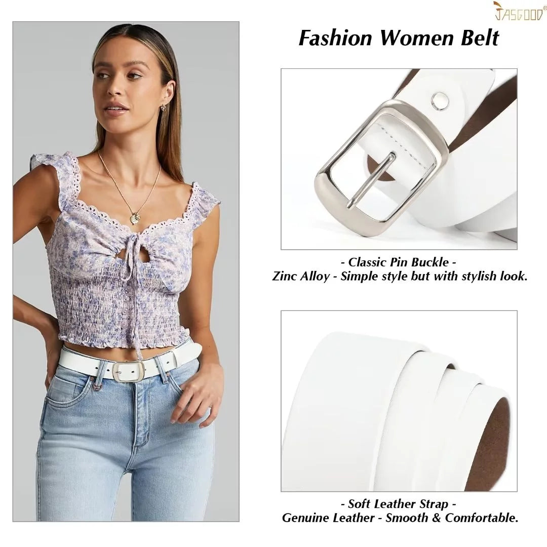 plus Size Belts for Women White Leather Belt for Jeans Pants